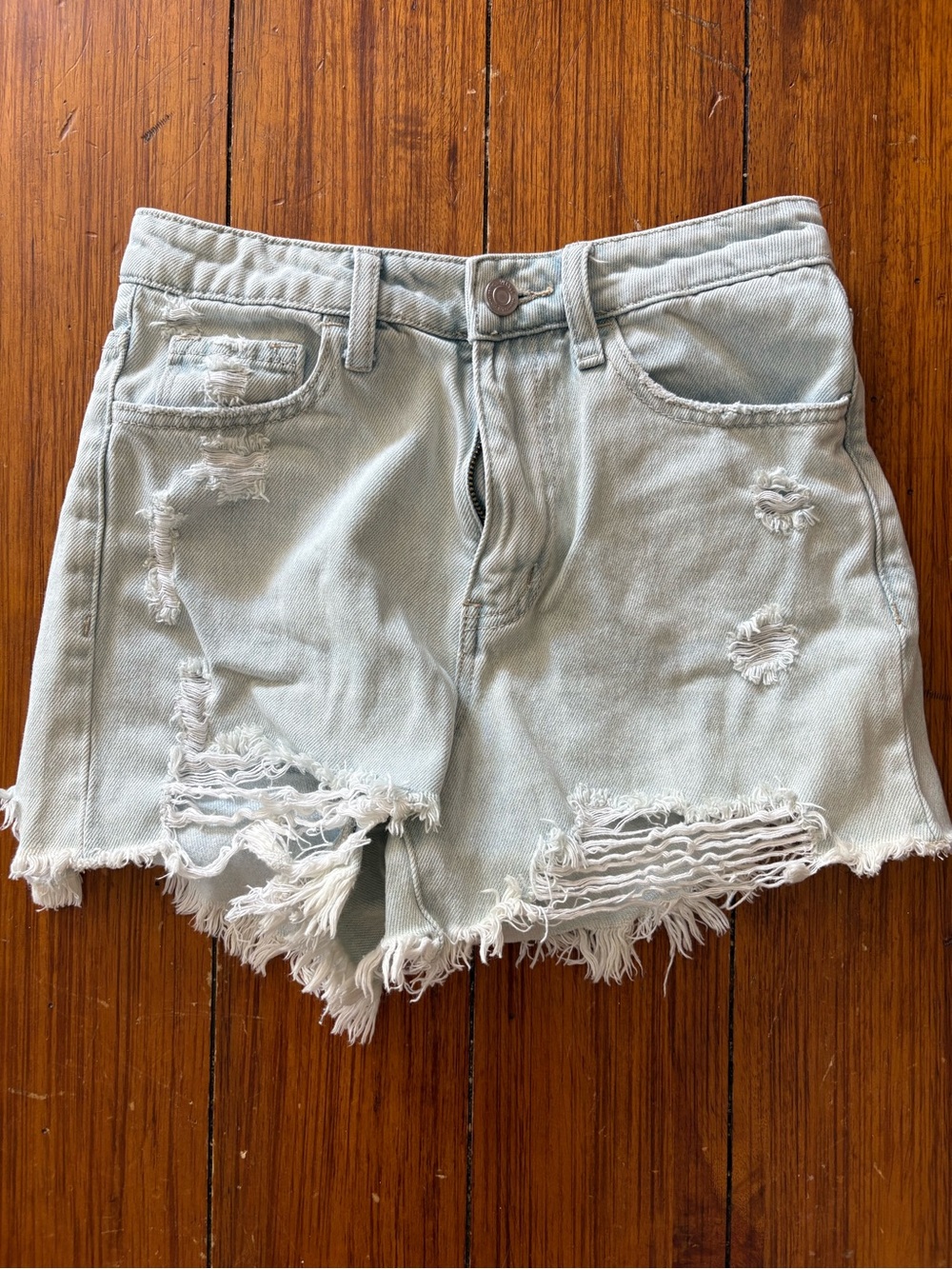 Altar'd State Light Blue Distressed Denim Shorts